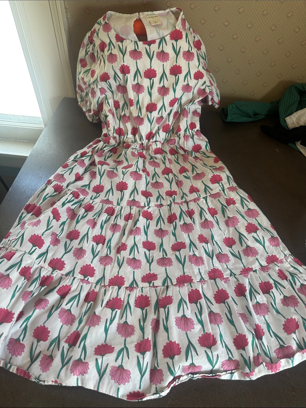 JCrew - Crewcuts White Maxi Dress with Pink Floral Print (size 10)